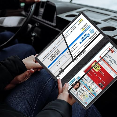 Miniatura 6 de TOURSUIT Soporte para tarjeta de registro y seguro de automóvil, organizador de compartimento para guanteras de documentos de licencia de vehículo,