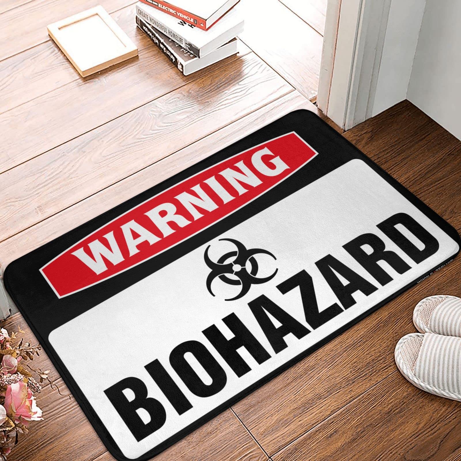 Tapis biohazard avertissement COTECI antidérapant tapis de porte personnalisé 65 x 90 cm