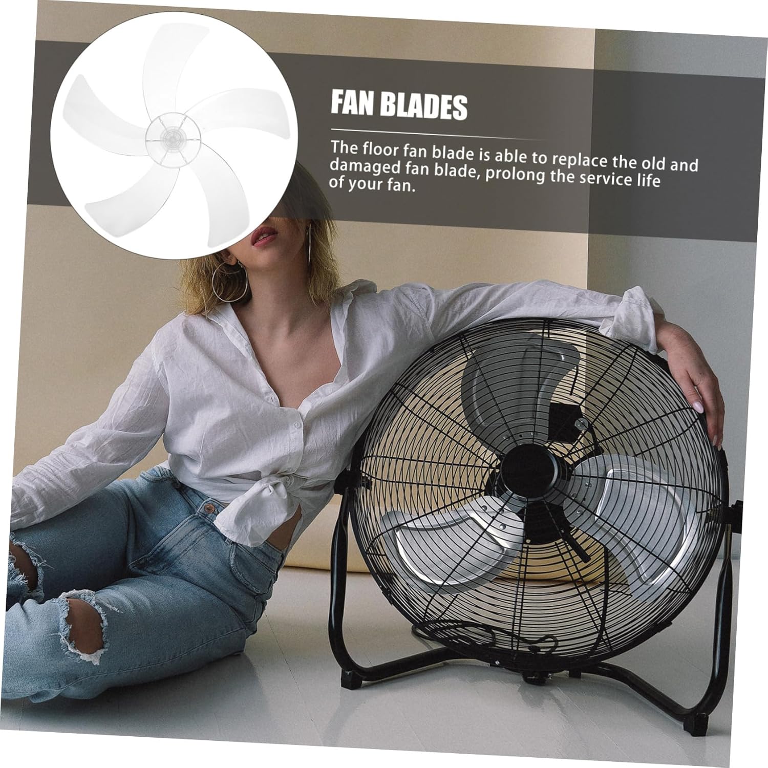 Mikinona Standing Fan Blade Multi Leaf Replacement Blades for Floor and Wall Fans Low Noise for Fan Renovation