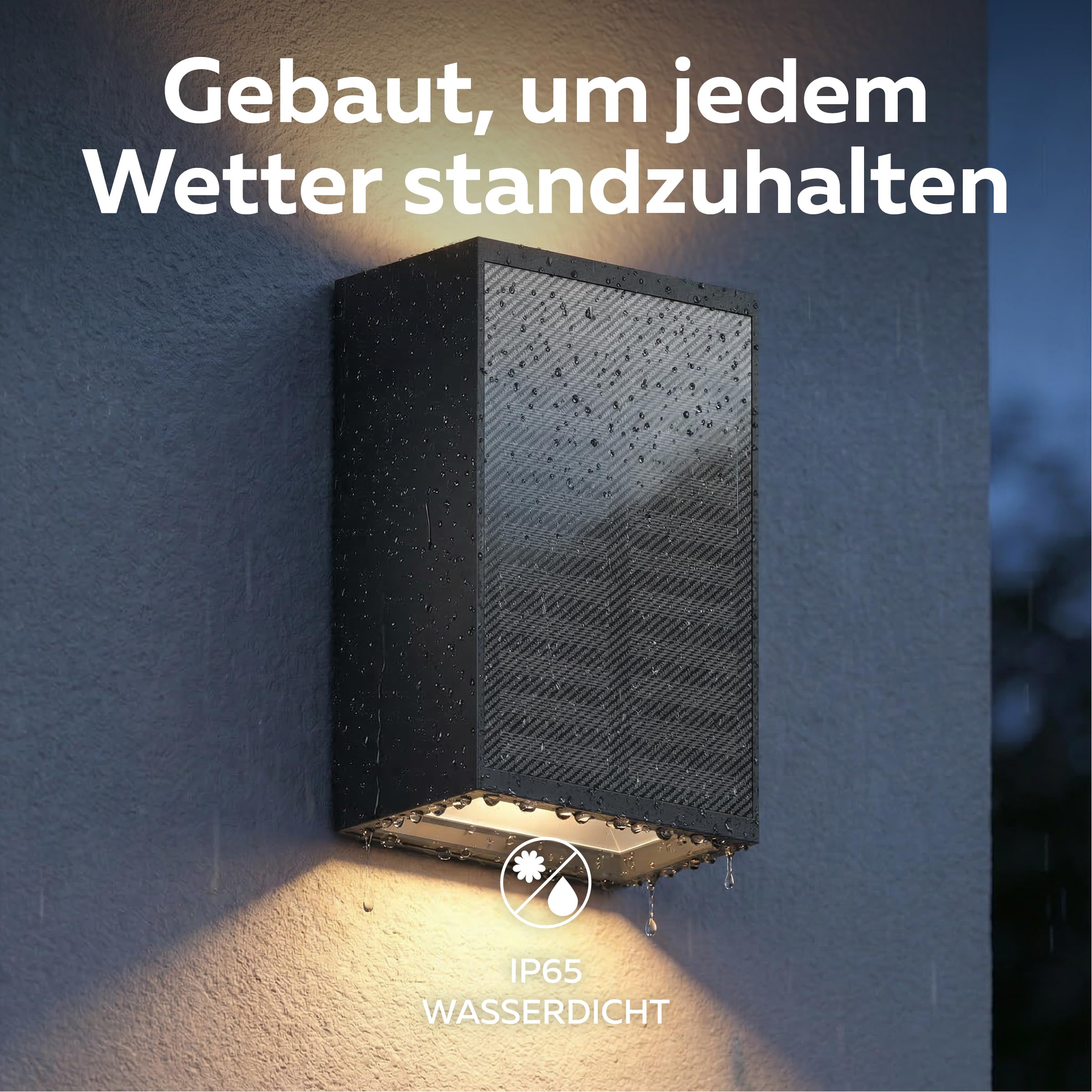 CALEX Birindisi Solar Wandleuchte, Warmweißes Up & Down Licht, Solarbetrieben, Kabellos, Wasserdicht, Schwarz, 4-Pack