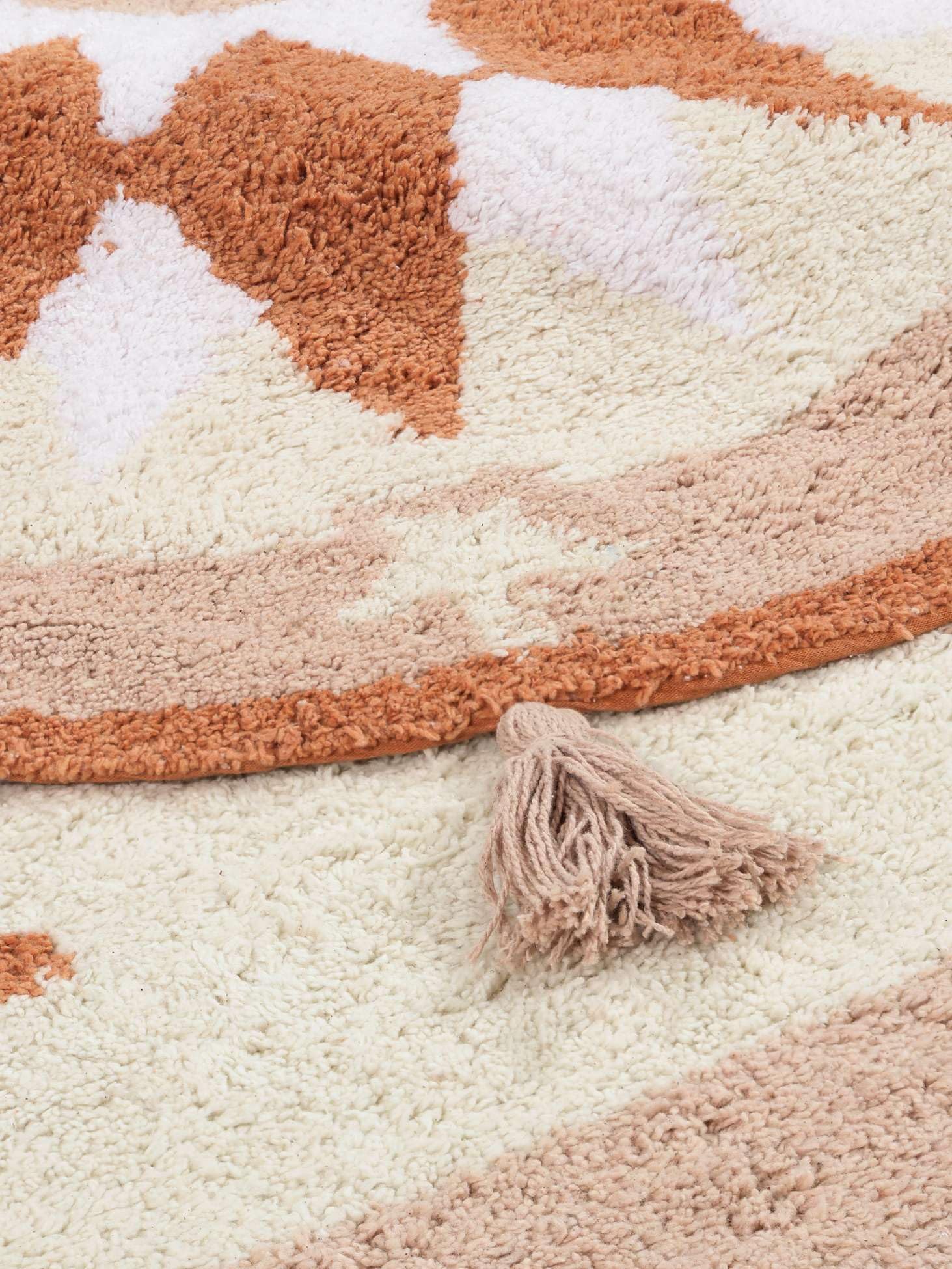 RugVista Silia Sun Tapis de Bain, Rond, Ø 70 cm, Terracotta/Rose