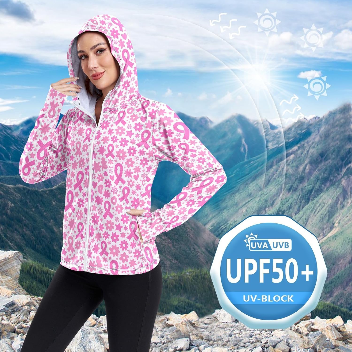 KLL Hoodie Women with Pockets Workout Shirts UPF 50+ Protection Womens Lightweight Sweatshirt Zip Up Jacket Hiking Outdoor