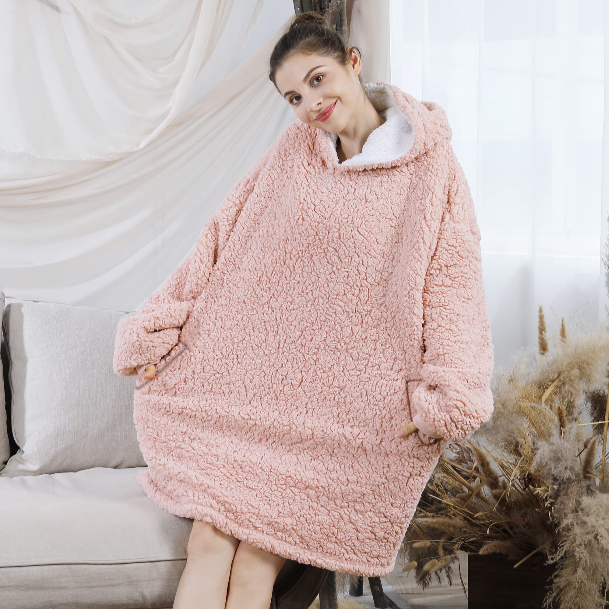 Felicigeely Wearable Blanket Hoodie - Oversized Fleece Sweatshirt Blanket With Giant Pocket For Adults & Teens - View #8