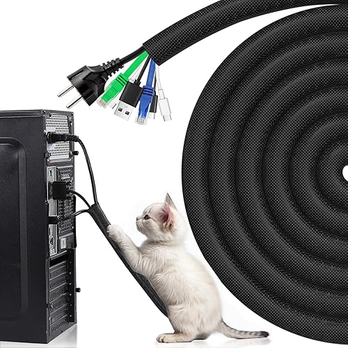 Miniatura 9 de AGPTEK Funda de cable, telar de alambre automotriz, resistente al calor, cubierta de protección de cable de tubo de manga dividida trenzada para