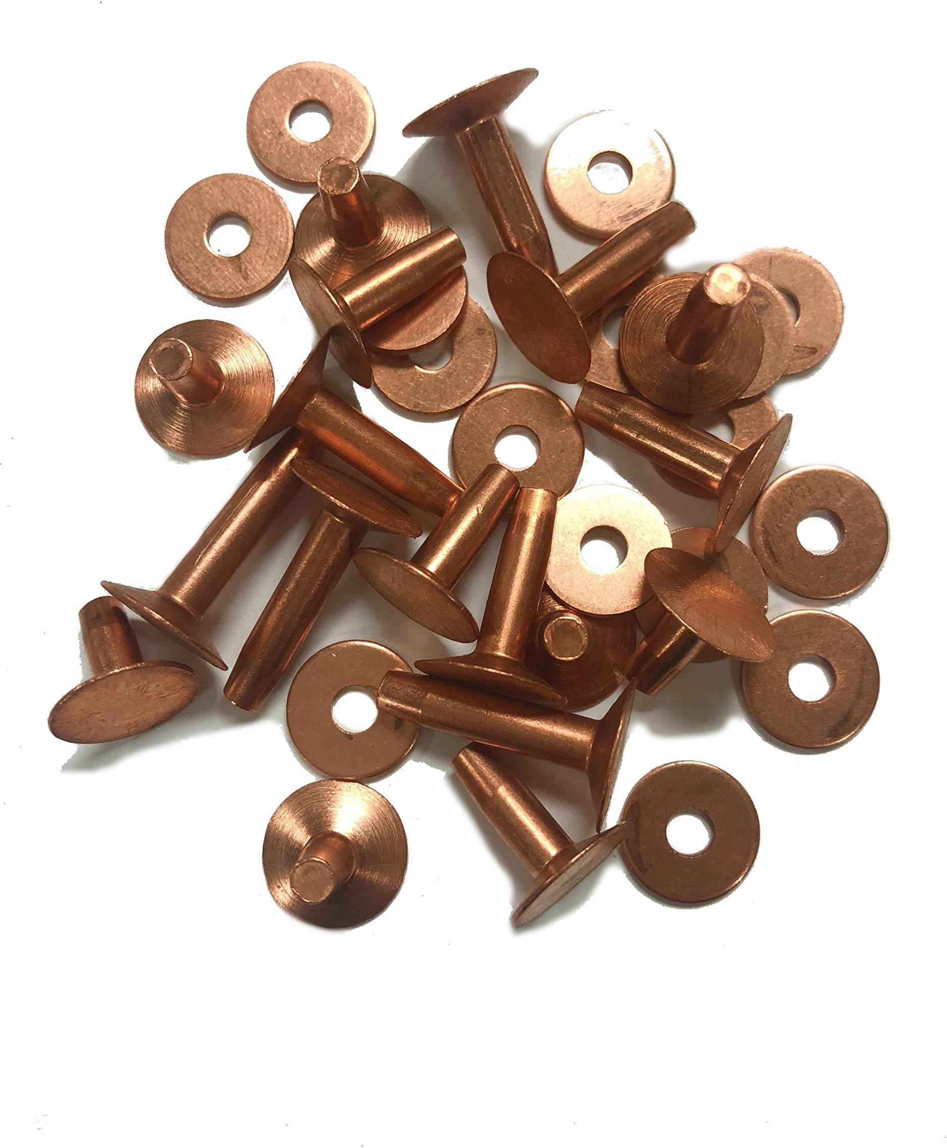 Copper Rivets & Burrs, 3/4" Size, No. 9, ¼lb ≈ 25-35 Sets, Available in 5/8", 7/8", 1", Rust-Proof, Ideal for Belts, Bags, Collars, Leather-Crafting, Tack Repairs