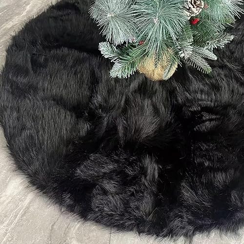 Miniatura 17 de Falda de Árbol de Navidad de Felpa Blanca de 30 pulgadas Falda de Árbol de Navidad de Piel Blanca Nieve con Lentejuelas Plateadas Copo de Nieve