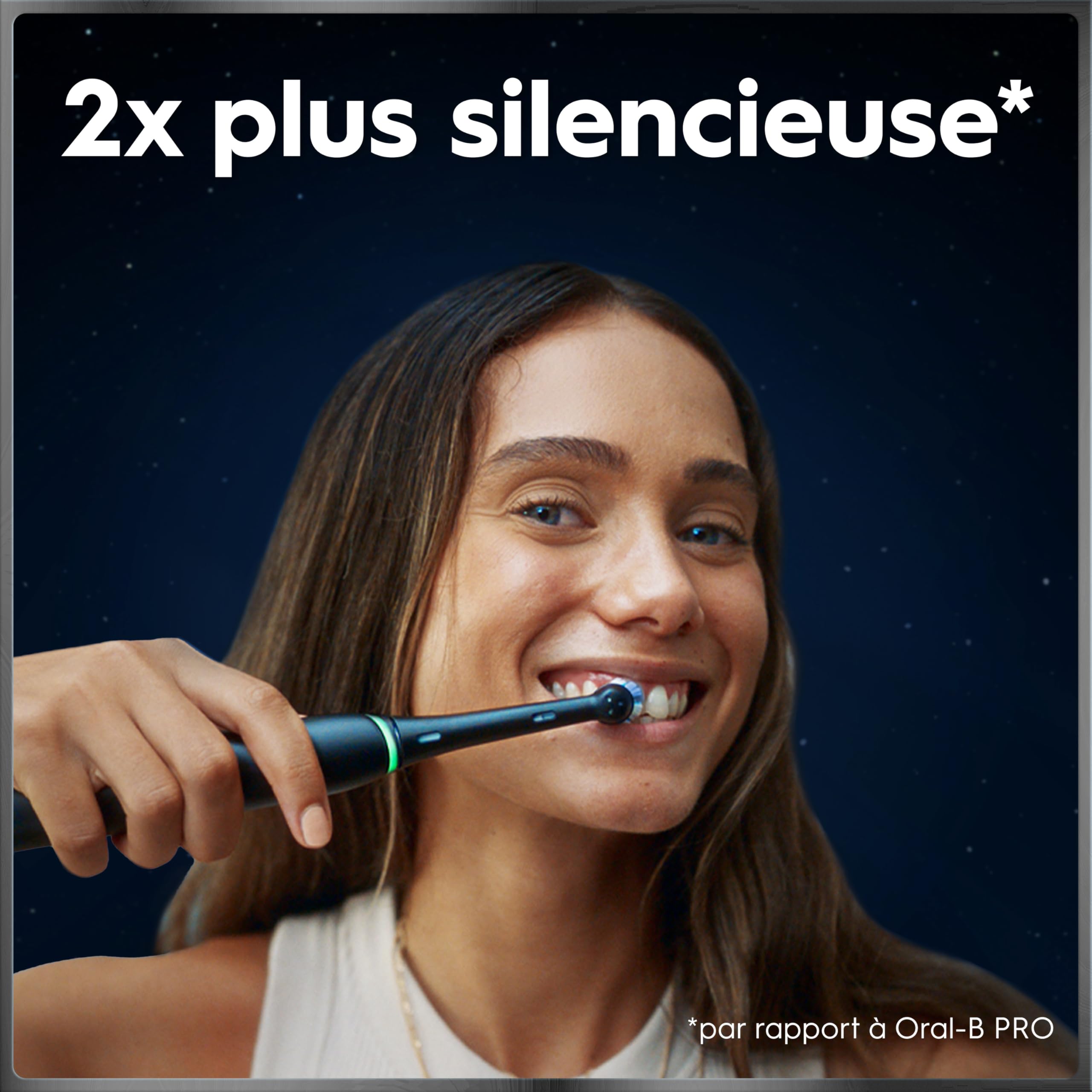 Oral-B Brosse à Dents Electrique iO 10 avec Brossette de Rechange, Noire – 7 Modes dont Blancheur et Soin des Gencives, Capteur de Pression, Batterie Rechargeable, Coach de Brossage, Etui