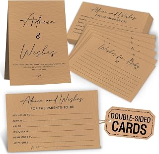 Baby Shower Advice Cards For Parents To Be - 50 Pcs Advice And Wishes Cards For Baby Shower Decorations Ideas, Rustic Words Of Wisdom For New Parents