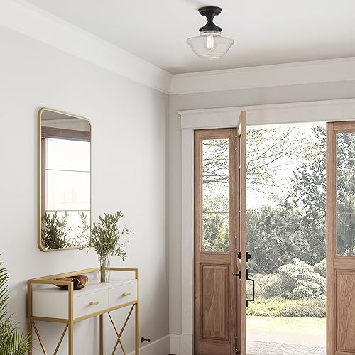 Miniatura 7 de Design House 587444 - Lámpara de techo semiempotrada moderna vintage de casa de campo para interiores, regulable, con cristal transparente para