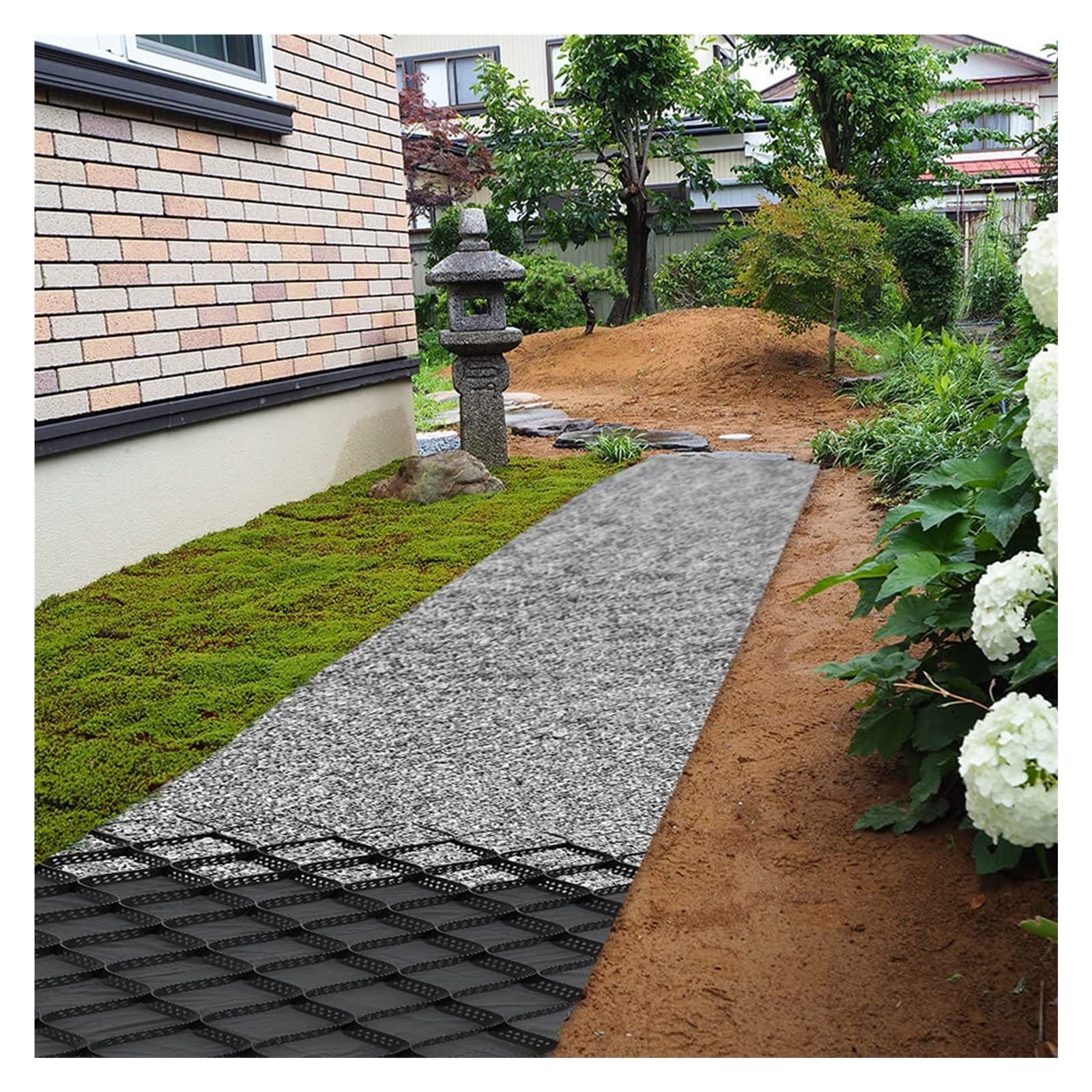 Geoceldas Grava Jardín Geomalla 5cm de Alto Geocelda estabilizadora de Grava para Trabajos de subrasante, paisajismo, Rejilla de Tierra de Grava de Panal, 2m/3m/4m/5m/6m/7m/8m/9m/10m de Largo