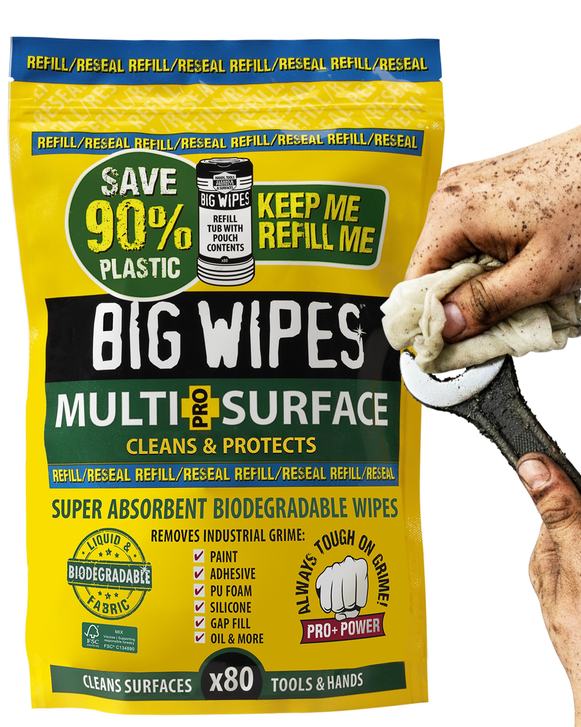Big Wipes Multi-Surface Bio Pro+ Antiviral Wipes (Refill Pouch 80 Wipes)