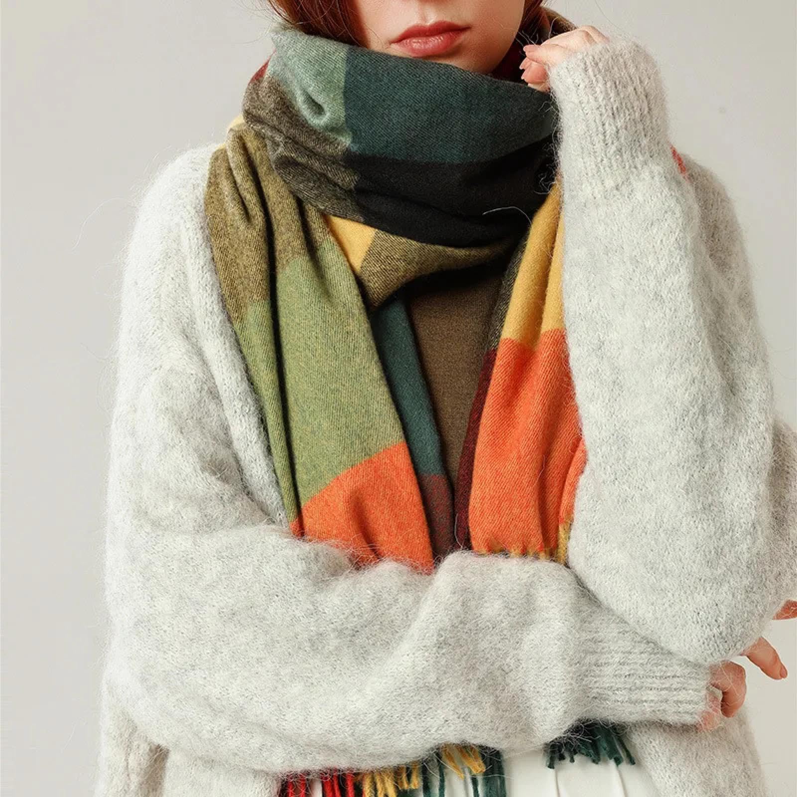 Schals Tücher Halstuch Scarf Damenschal, Gestreift, Kariert, Elegant, Im Promi-Stil, Herbst- Und Winterschal, Neue Imitation