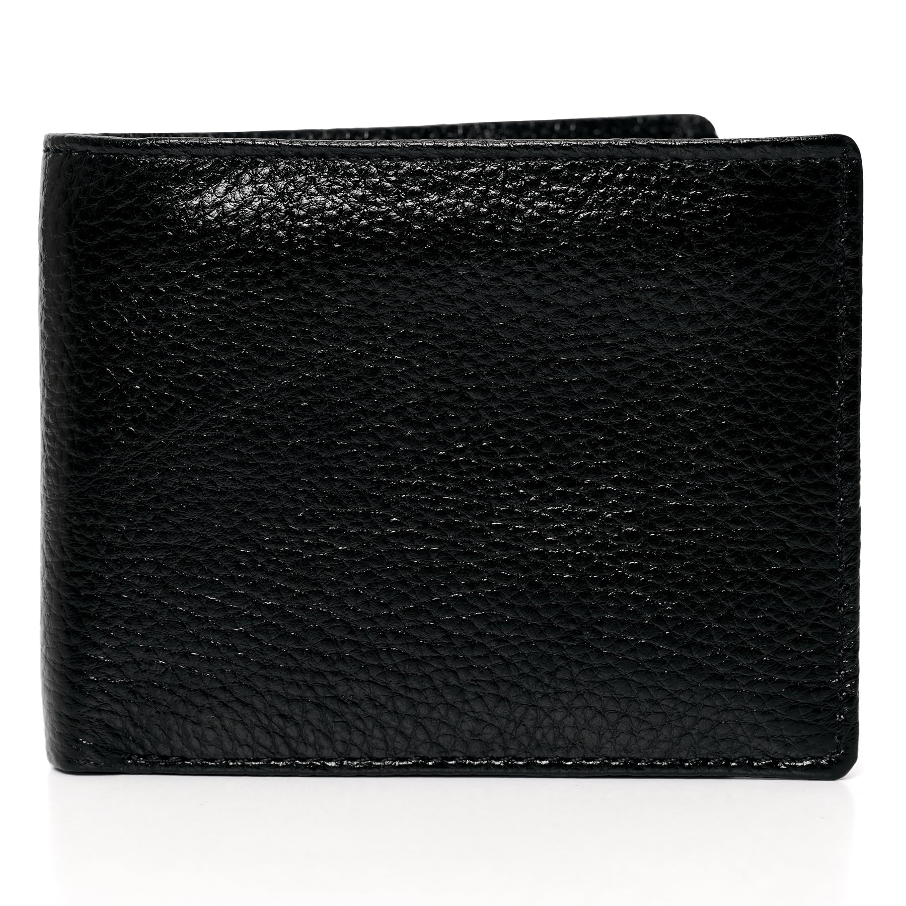 Men's Genuine Leather Bifold Slim and Sleek Wallet Multiple Compartment. Two Transperant Card Window a Coin Pocket and More to Keep All Your Essentials Neat and Organized. (Black)-image-32