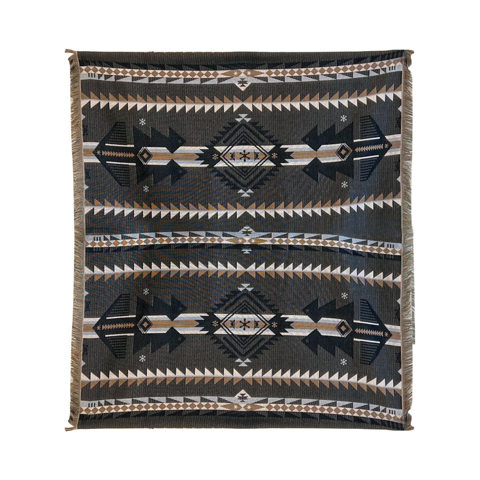 Lumisyne Black Brown Triangle Cotton Woven Throw Blanket With Tassel Bohemian Tribal Ethnic Style Geometric Pattern Aztec Navajo Blanket Decorative Throw For Sofa Bed Armchair Camping Tapestry Tablecloths Carpet 160X130cm