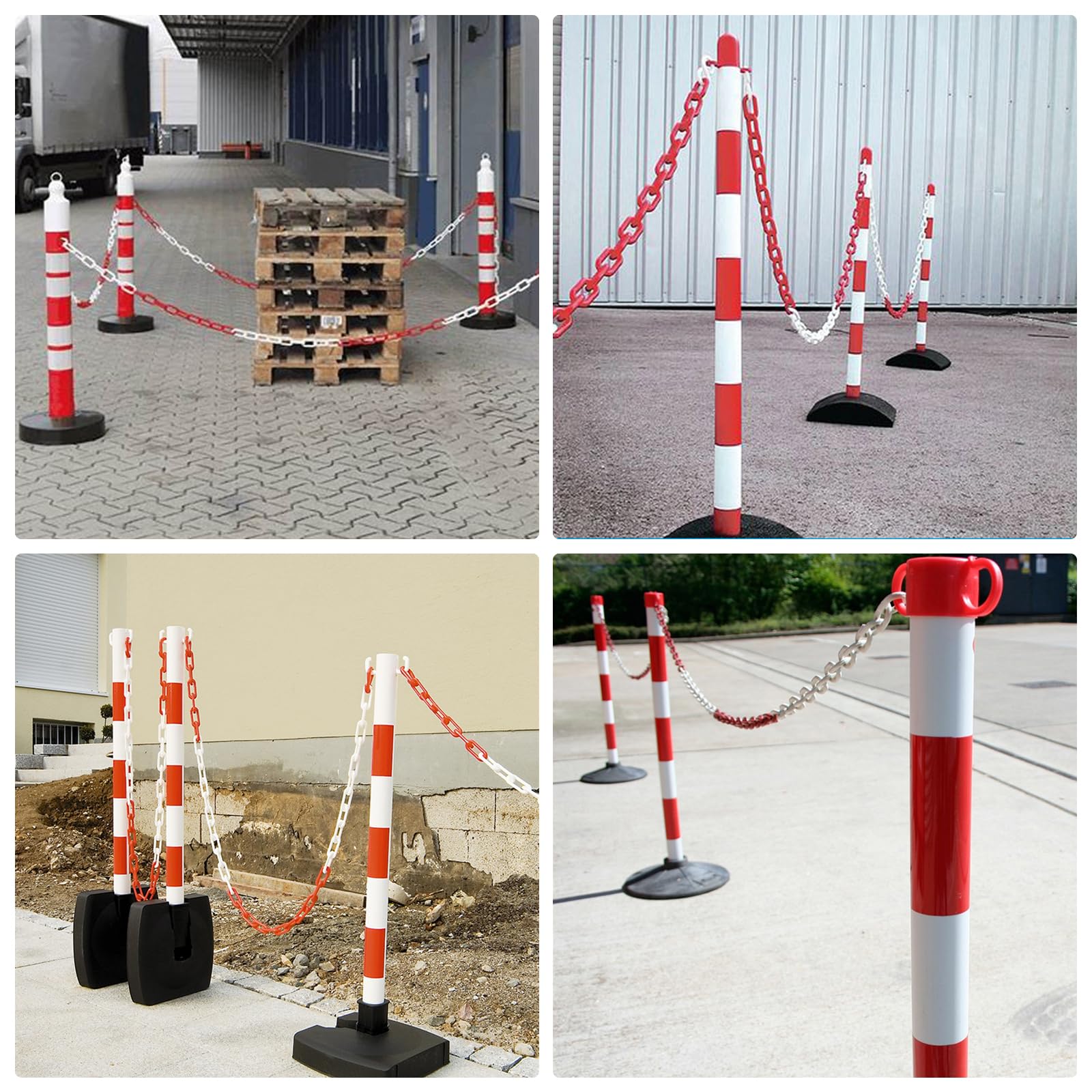 DAJAVE Chaîne de signalisation 25 m, en plastique, 8 mm, bicolore, en plastique, pour bloquer les surfaces, barrière de parking