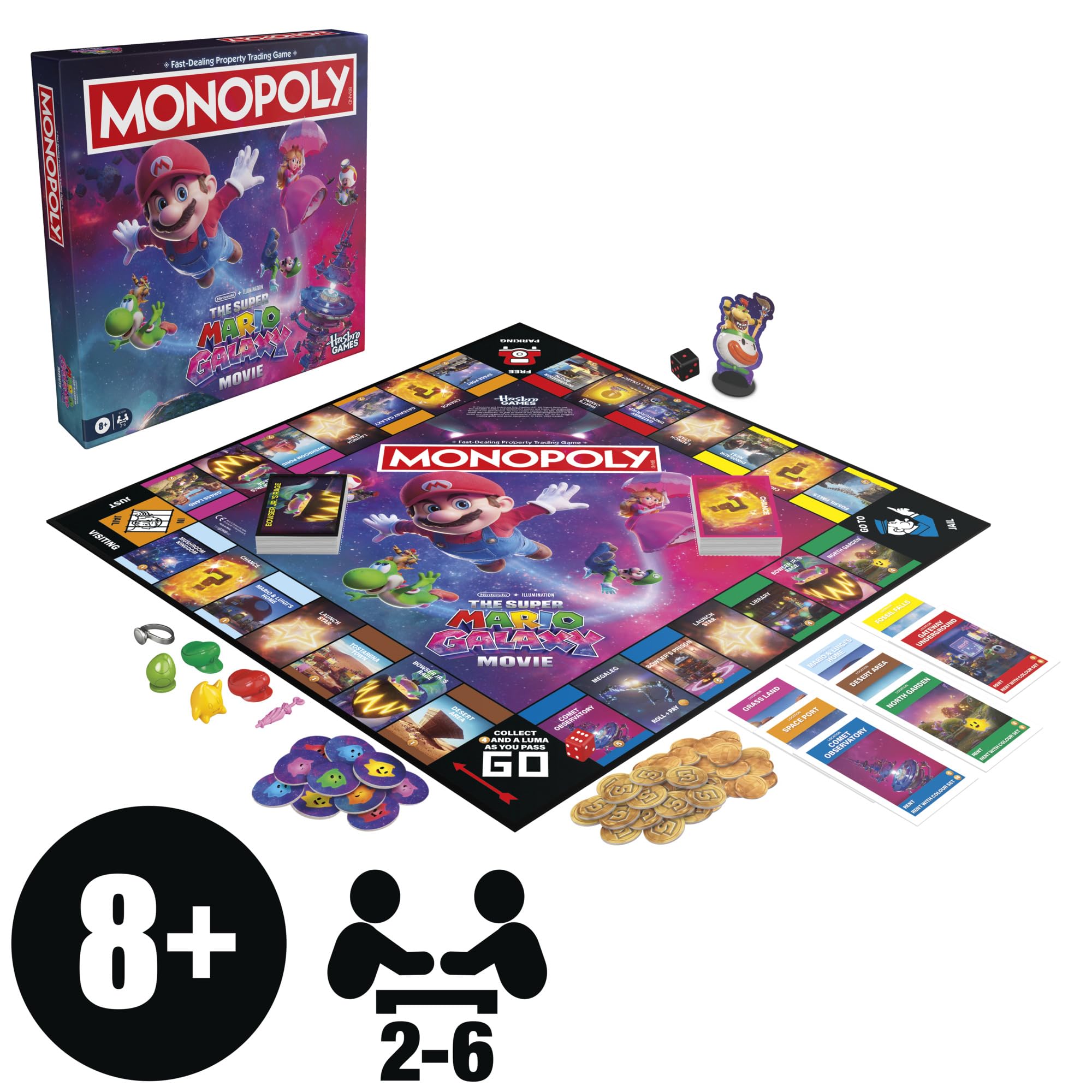 Monopoly: The Super Mario Galaxy Movie Edition Brettspiel I lustige Familienspiele für Kinder, Jugendliche, Erwachsene | 2 bis 6 Spieler | ab 8 Jahren - Englische Version