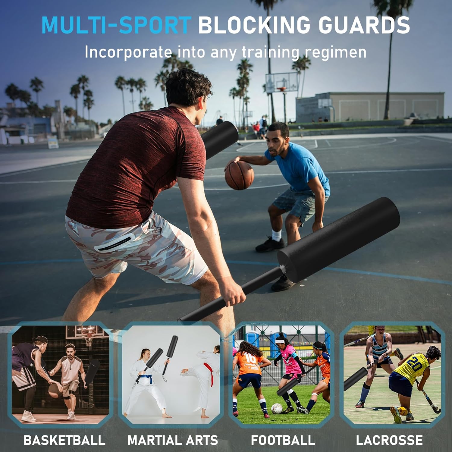 2 Pack Padded Blocking Guards Training Pads, Padded Contact Sticks, Blocking Sticks for Basketball Football Lacrosse MMA Training Pads