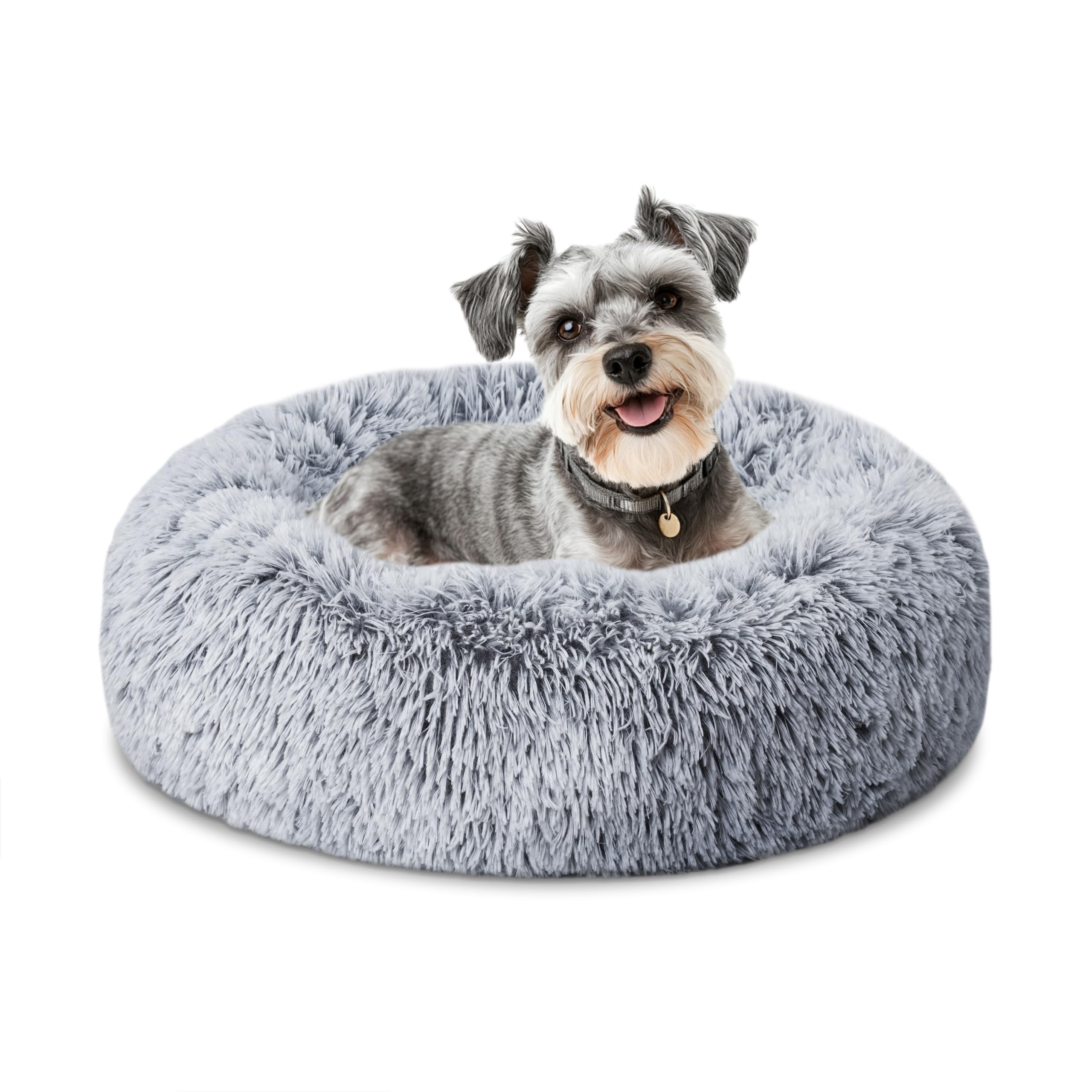ELSKER&HOME Calming Dog & Cat Bed - Donut Washable Warming Soft Round 23 inch Dog Bed for Small Dogs, Anti-Anxiety Fluffy Plush Cushion Fits up to 25 lbs Pets, Gradient Blue