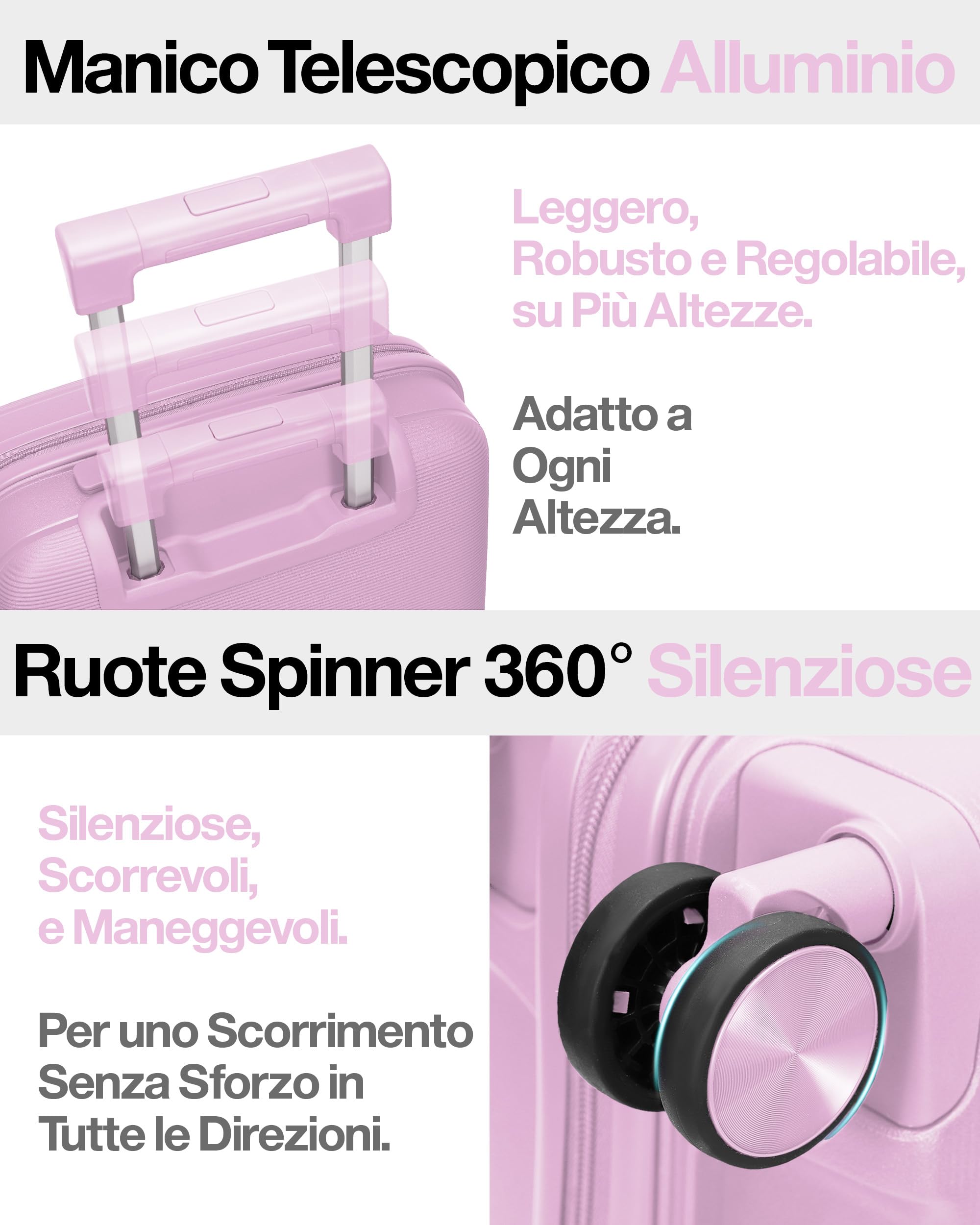 Trolley Da Viaggio Rigido Leggero XL – 75 cm (90L), Grande Valigia Trolley Con Serratura TSA, 4 Ruote Doppie Spinner E Manico Telescopico In Alluminio, Bagaglio Da Stiva, Bagaglio Da Viaggio