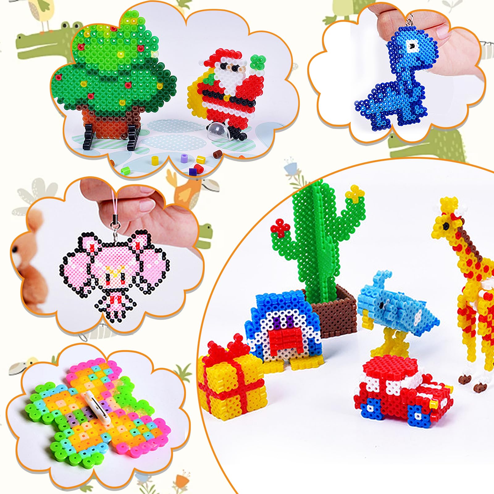 JOYBOY Perline da Stirare Set,11500 pcs Perline a Fusione,Fusione Kit Creativo Fai da Te,Set di Perline da Stirare,Perline da Stiro,Artigianali Fai Set con Carta Stiro,Stirare Pegboard e Accessori