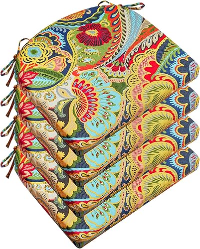 Wellsin - Juego de 4 cojines para sillas de exterior para muebles de patio - Cojines para sillas de patio resistentes al agua con esquinas redondas