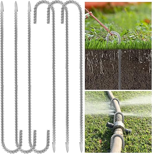 6 estacas de barras de refuerzo de 24 pulgadas resistentes con gancho en J, anclajes de tierra curvados de acero metálico de acero para tienda de