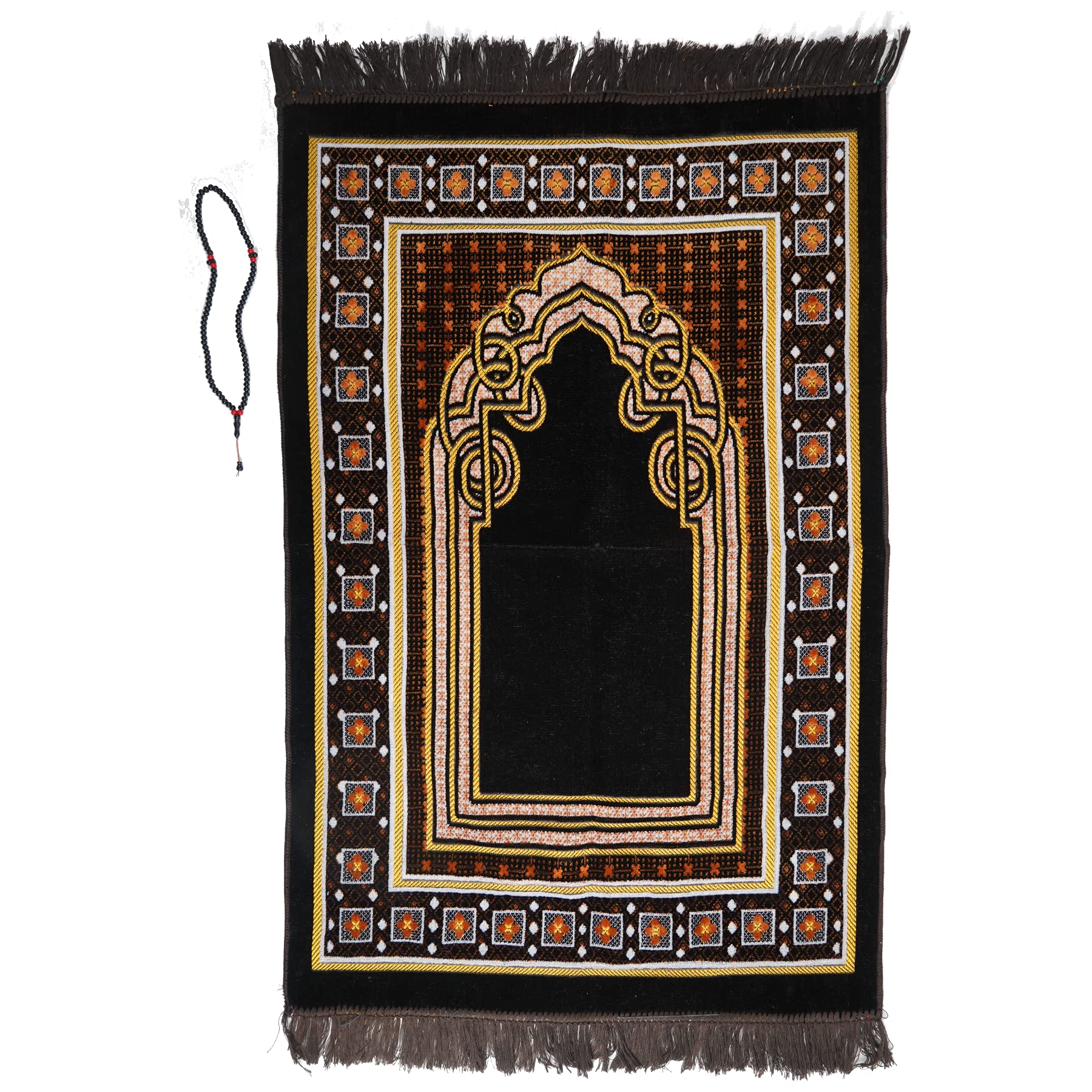 Buy Prayer Mat/rug with Prayer Beads Tasbih Mihrab style Islamic Namaz