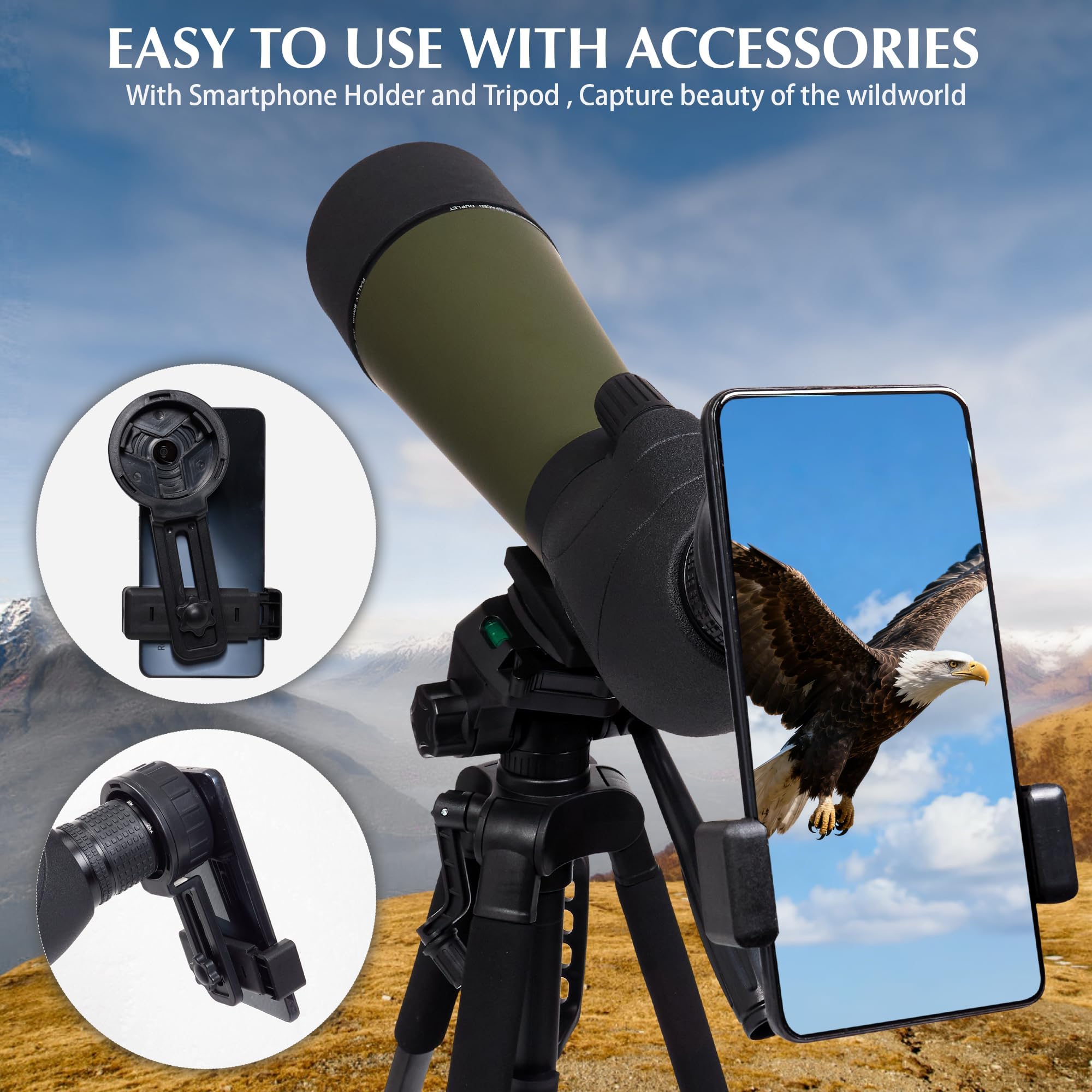 Longue-View 25-75x80 con trípode de 162 cm y adaptador para smartphone