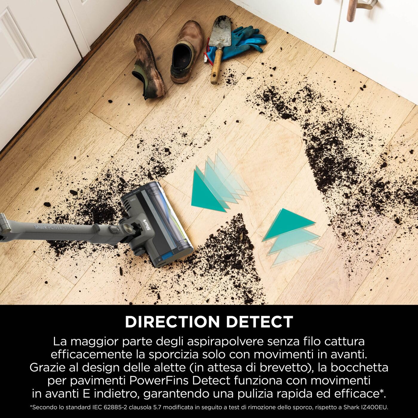 Shark PowerDetect Clean & Empty - Aspirapolvere Senza Fili con Serbatoio da 2L - Funzioni PowerFins, Reverse Clean, Anti-Hair Wrap Plus - 70 Minuti di Autonomia - Modello IP3225EUT, Colore Grigio