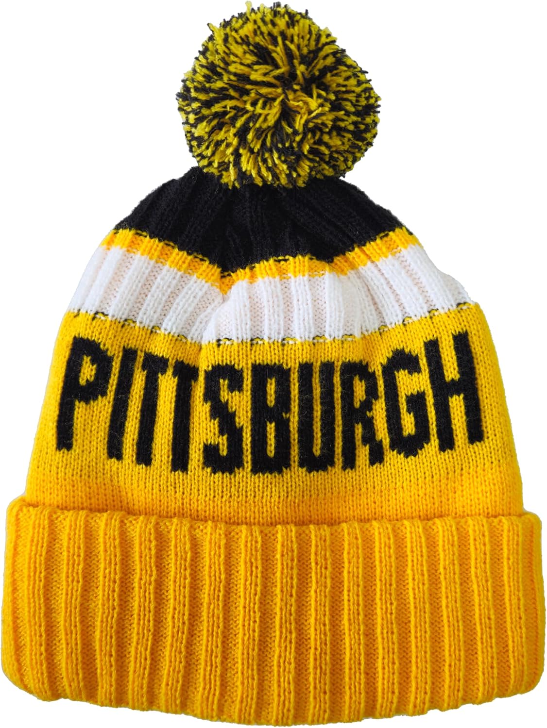 vkawesr City Beanie Knit Hat with Pom Winter Cuffed Cap Sport Fans Gift for Men Women