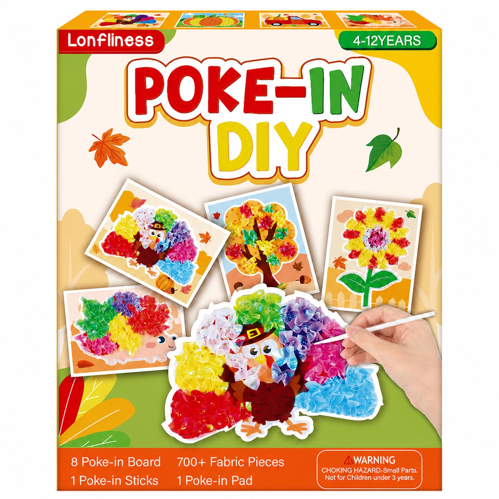 Lonfliness 8 Pcs Fall Thanksgiving Poke in Craft Kit for Kid Mess Free DIY