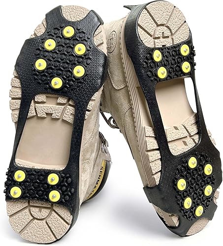 Miniatura 3 de Empuñaduras de hielo y nieve para zapatos y botas, pinchos extraíbles para zapatos de nieve, agarres antideslizantes para escalar, senderismo,