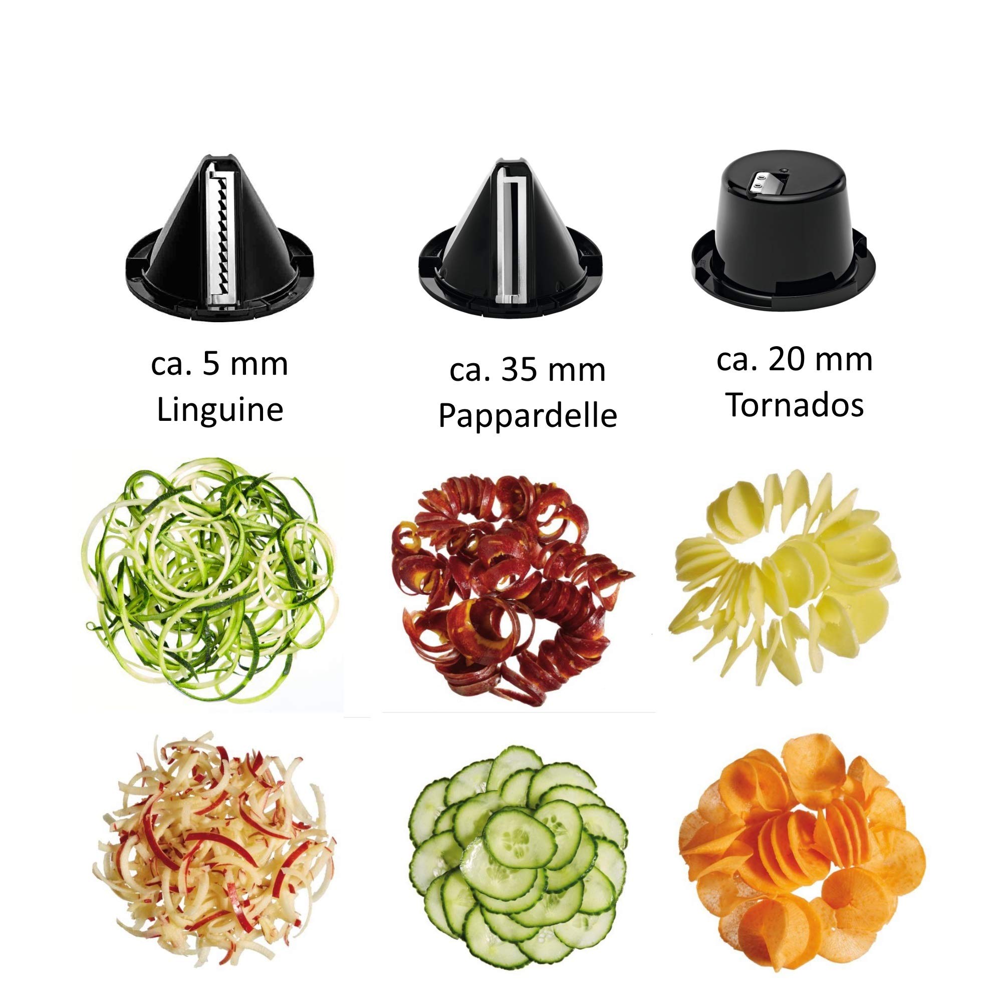 WMF Kult Pro Gemüsenudeln Spiralschneider elektrisch mit Citruspresse, Gemüsespaghettischneider, Zoodle Maker, Zucchini Nudeln Schneider, 3 Schneideinsätze, Auffangbehälter