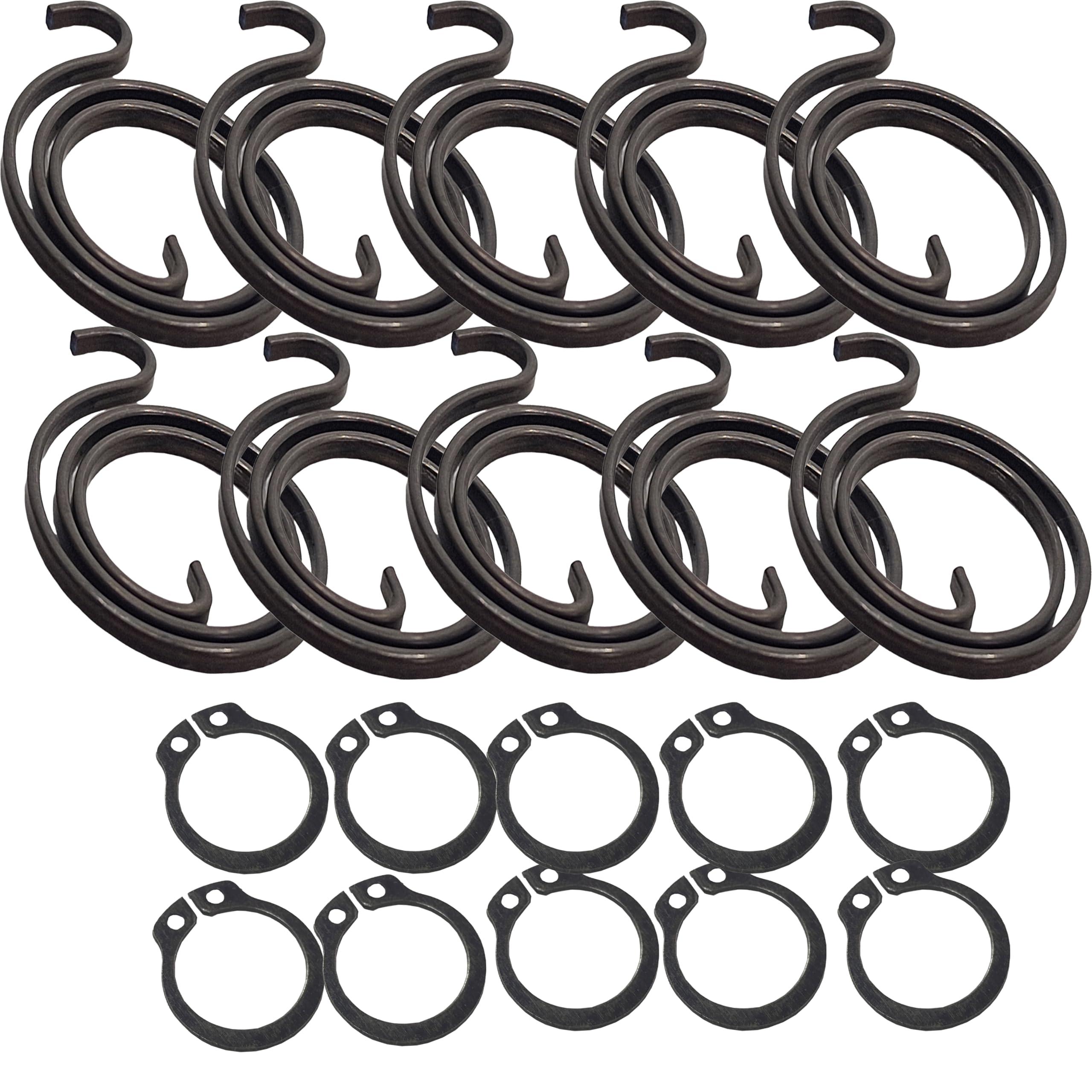 Universal Hardware Black Door Handle Spring Replacement Kit, 2.5 Turns Coil, 2Mm Thick, With Circlips, Metal Repair Parts (10 Spring 10 Circlip)