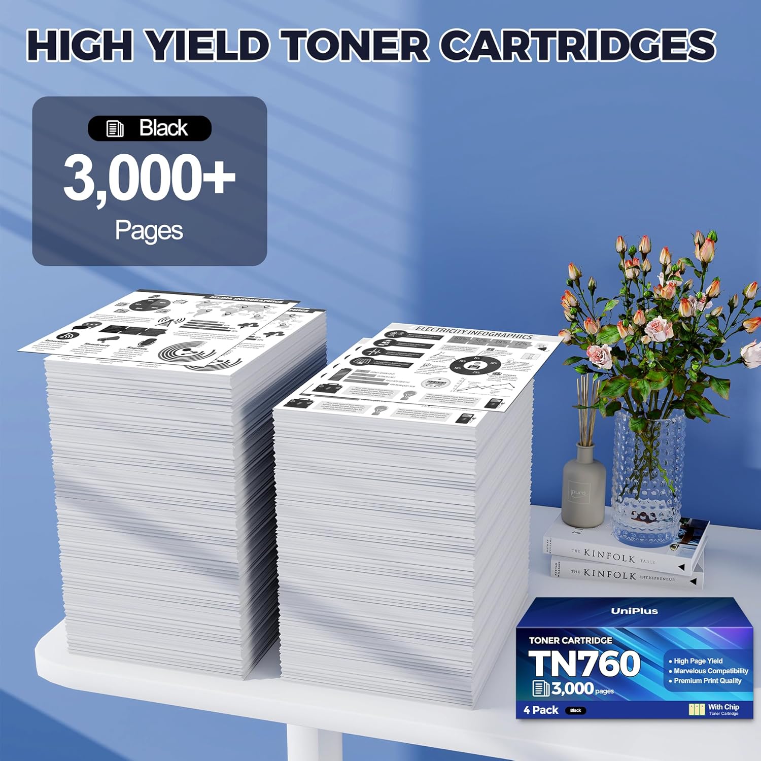 TN760 Toner Cartridges Compatible for Brother TN-760 TN730 TN-730 Toner Work with MFC-L2710DW MFC-L2750DW HL-L2350DW HL-L2395DW HL-L2390DW HL-L2370DW DCP-L2550DW Printer, 4 Pack (Black, 3000 Pages) - Image 3