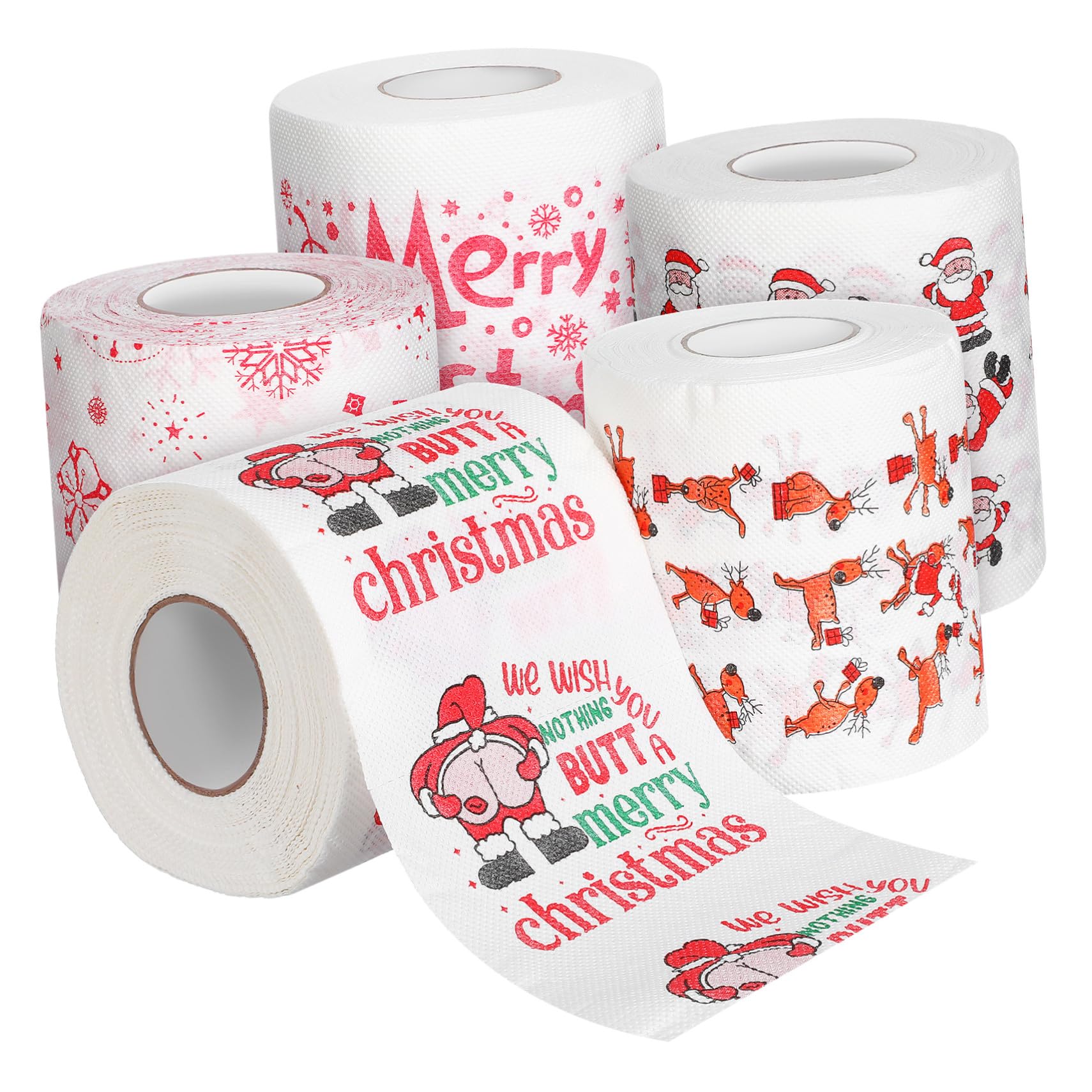 Papier toilette de Noël POPETPOP : lot de 5 rouleaux festifs