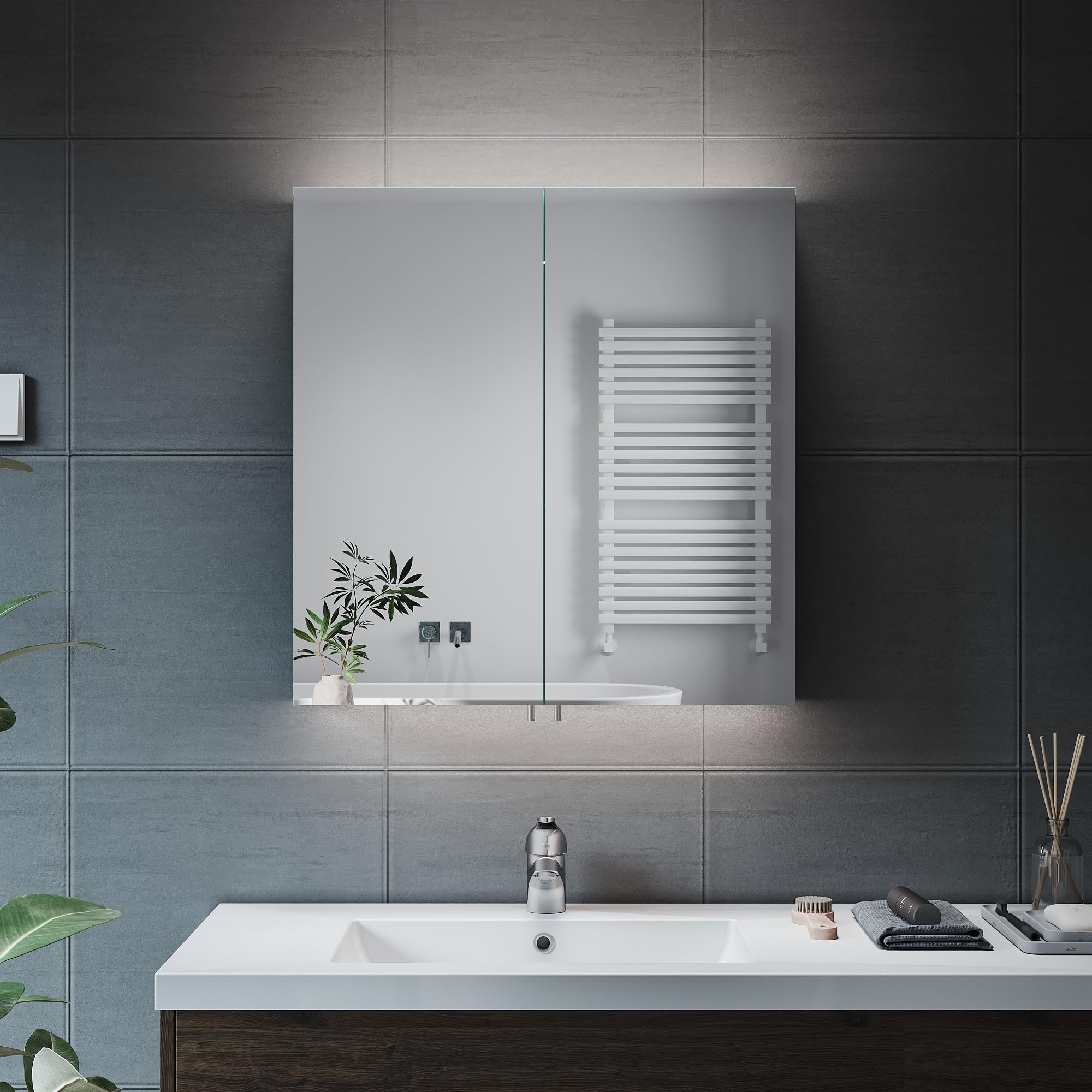 ELEGANT Bathroom Cabinet with Shaver Socket Bathroom Wall Cabinets with ...