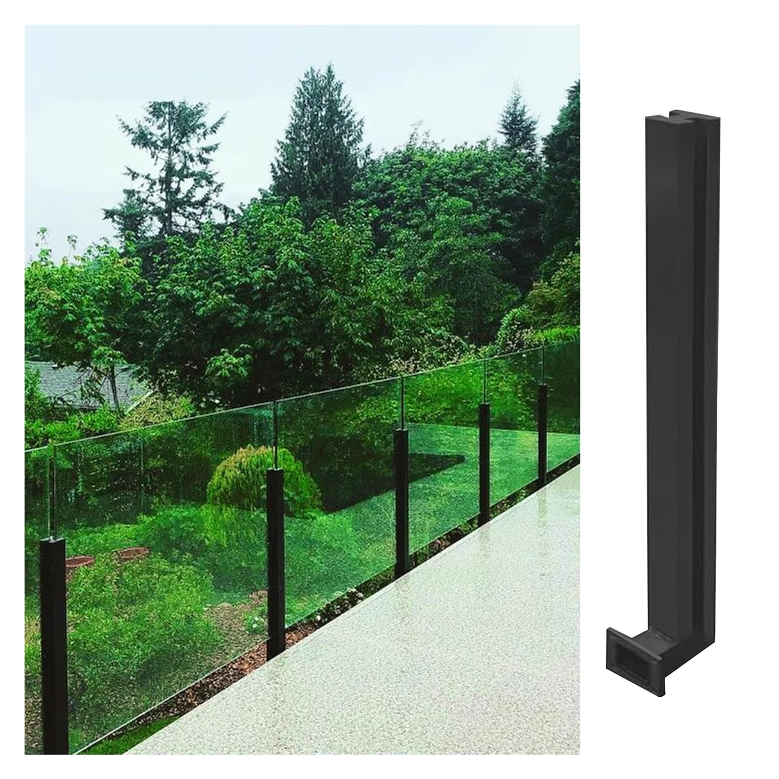 Poteau garde-corps verre noir haut de gamme pour terrasse et balcon