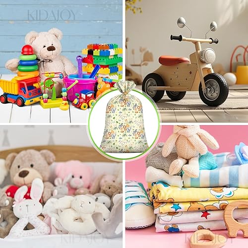 Miniatura 7 de KIDAJOY Bolsas de regalo de plástico grandes de animales para baby shower, 56 x 36 pulgadas, bolsas de regalo jumbo con diseño de animales, para