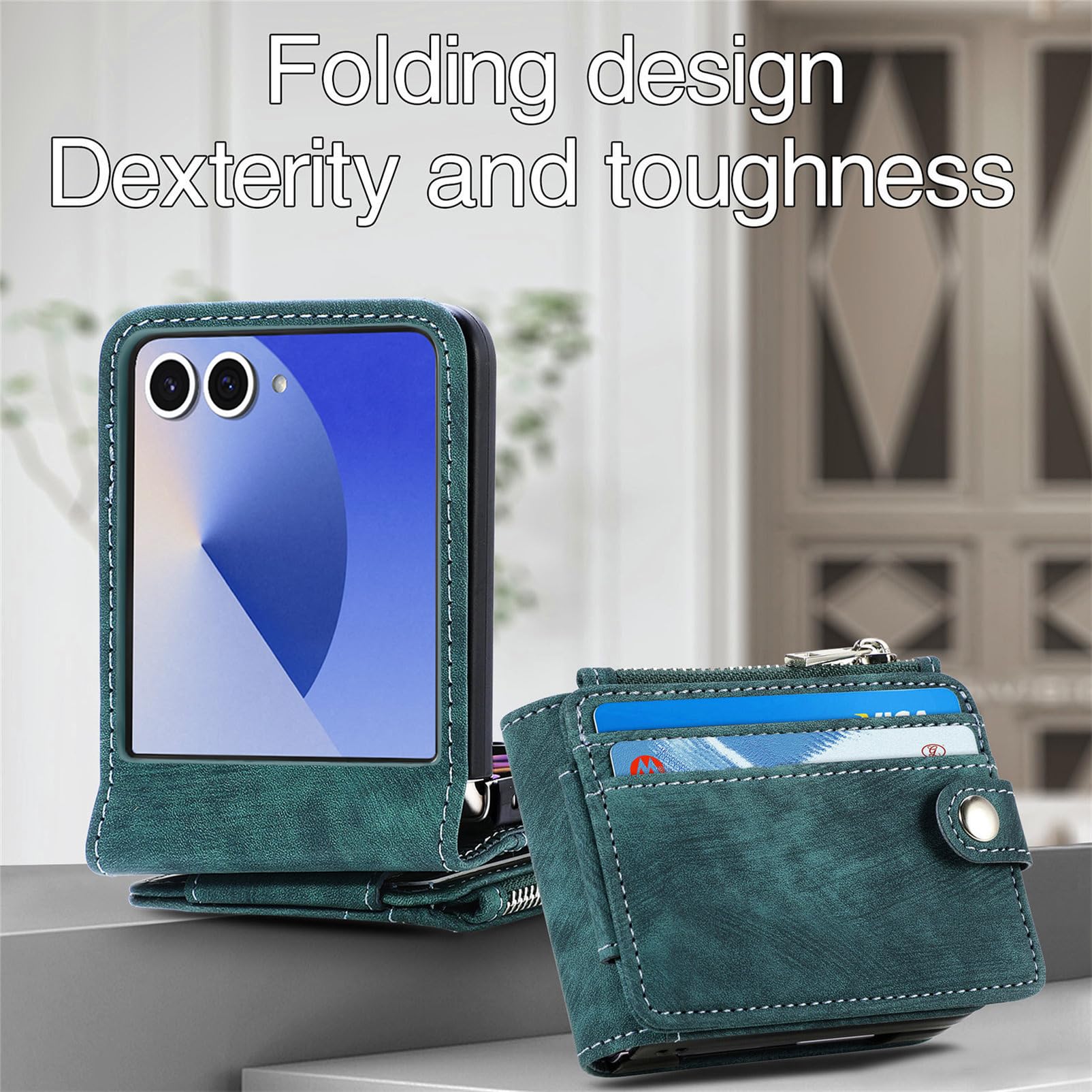 Skórzane etui do Samsung Galaxy Z Flip 8, odpinany zamek błyskawiczny