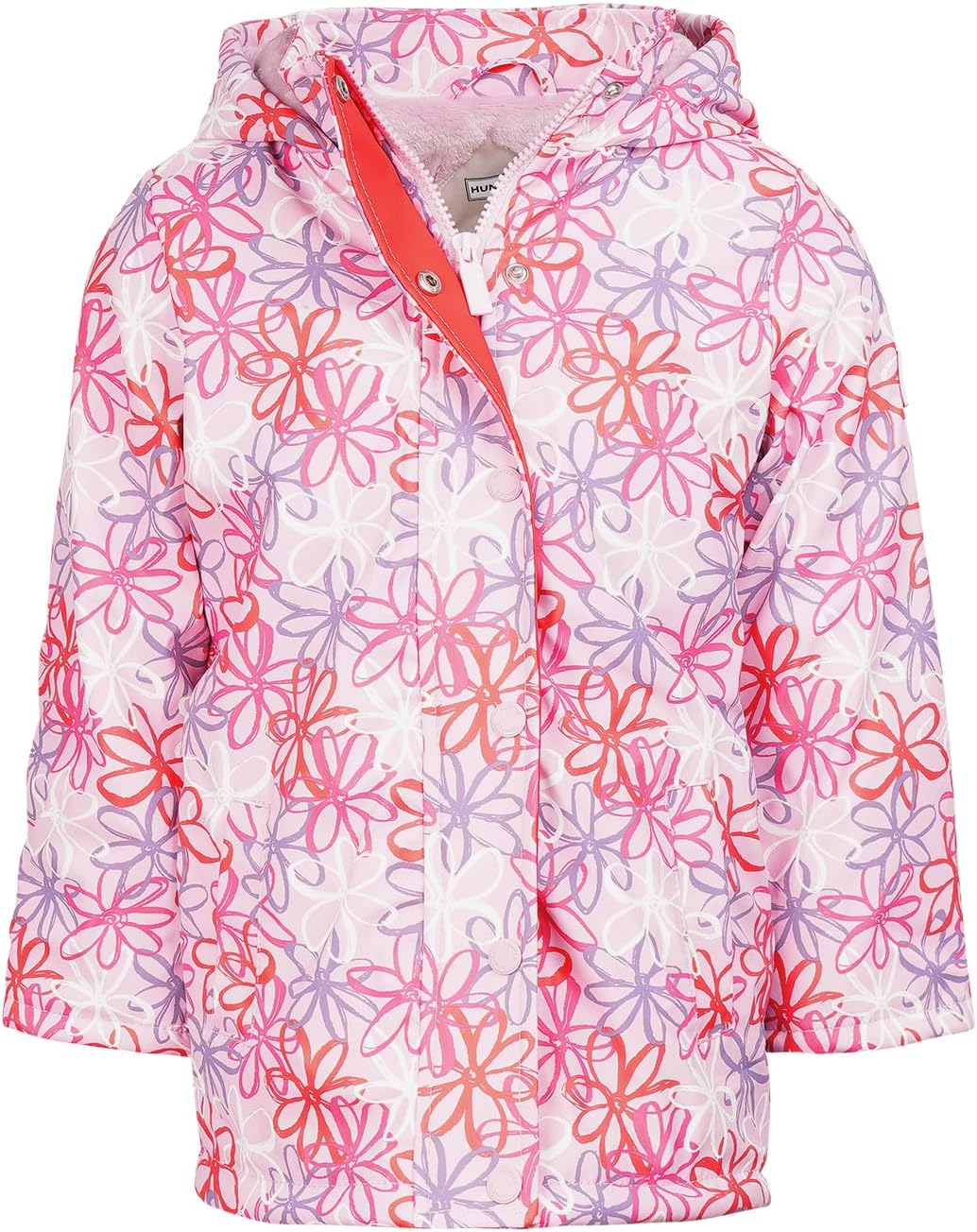 Hunter Clothes Girls – Plush Lined Waterproof Rain Jacket with Hood | Lightweight Windbreaker Coat for Girls Sizes (2T–12)