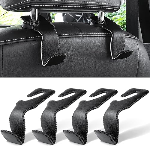 Miniatura 19 de LivTee Gancho para bolso de automóvil, gancho para reposacabezas para automóvil, paquete de 4 ganchos universales para reposacabezas de asiento de