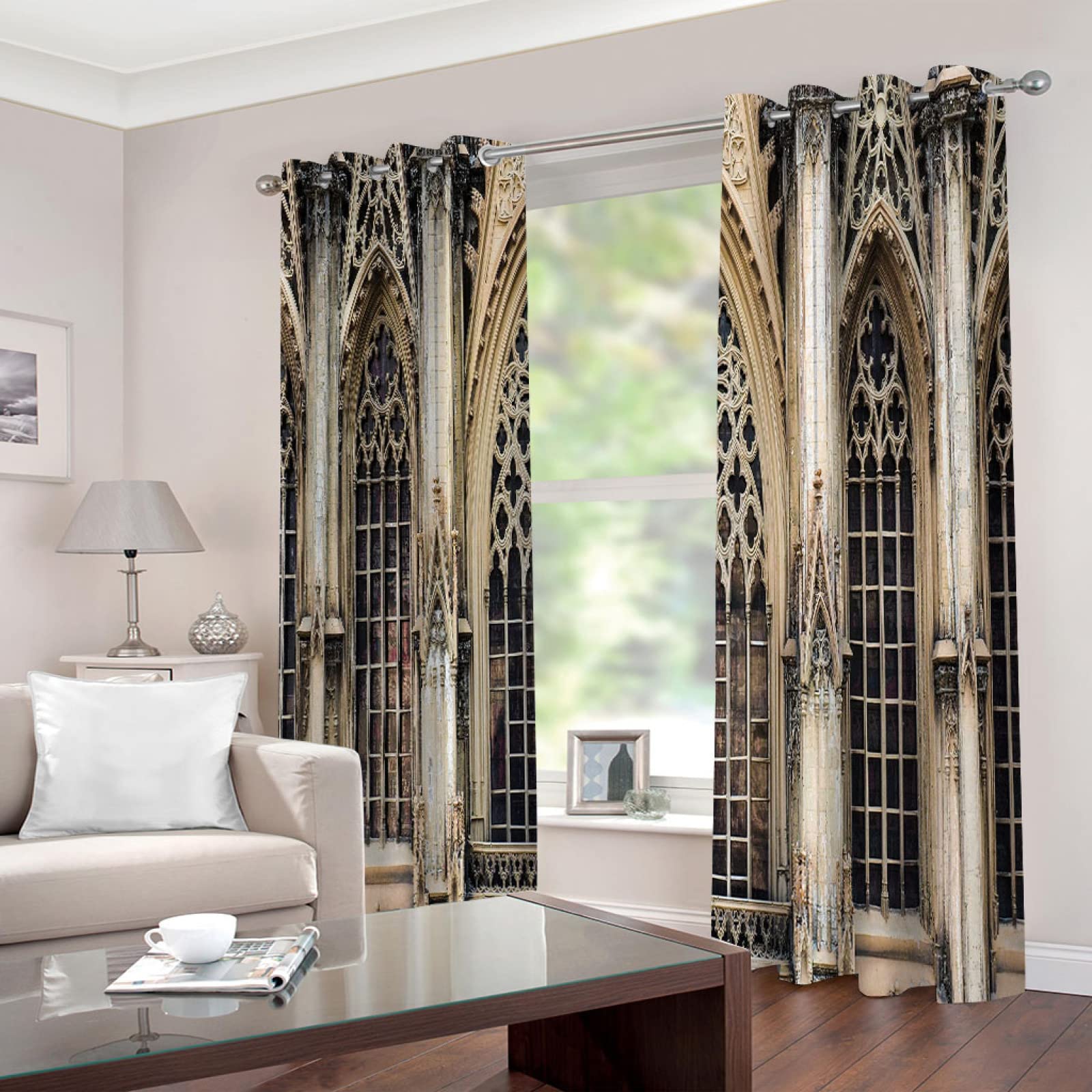 GSKOQD Rideaux Occultants 3D 2 Pièces - Vue Pont De New York 220x214cm Avec Oeillets Pour Chambre, Salon Et Enfants