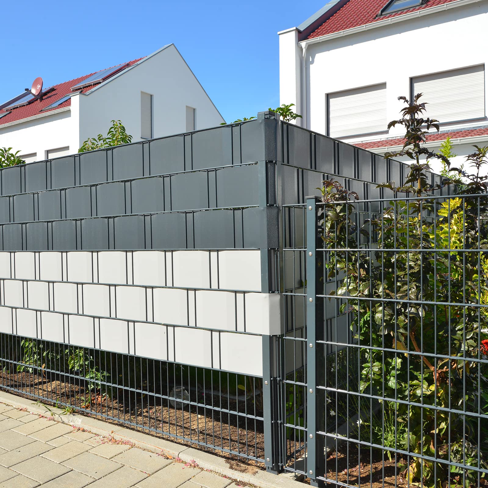 Strisce frangivista | grigio scuro | 19 cm x 26 m | 1200 g/m² | pellicola per recinzioni | pannello per recinzione | materiale da giardino | stabilizzazione UV | antistrappo | rotolo in
