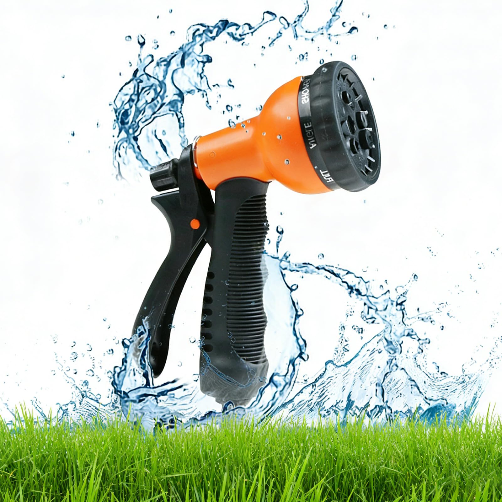 Garden Hose Pipe Spray Gun, 8 Adjustable Patterns Hose Nozzle, High Pressure, Anti-Slip Water Gun with Flow Control, Leak-Proof Hose Spray Nozzle, Ideal to Water Plant & Lawn, Wash Car & Pet