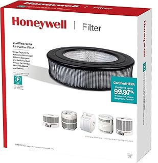 Honeywell HRF-F1 Universal 14" Air Purifier Replacement HEPA Filter F, 1-Pack, White - Airborne Allergen Air Filter Targets Wildfire/Smoke, Pollen, Pet Dander, and dirt