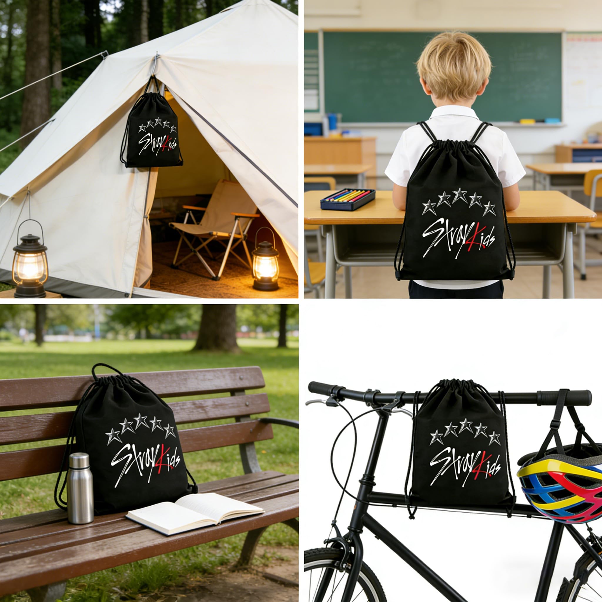 Set Regalo di Accessori Stray Kids: Set Regalo per i Fan Degli con 1 Borsa Sportiva SKZ 1 Portachiavi 1 Cordino 1 Braccialetto, 55 Cartoline Fotografiche, 1 Collana, 4 Spille e 50 Adesivi