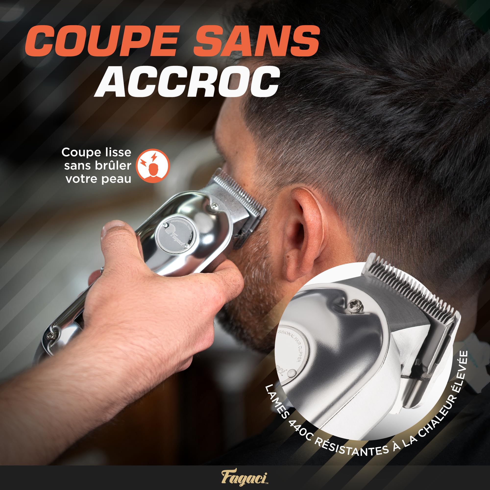Fagaci Tondeuse à Cheveux Électrique Professionnelle Sans Fil Hommes