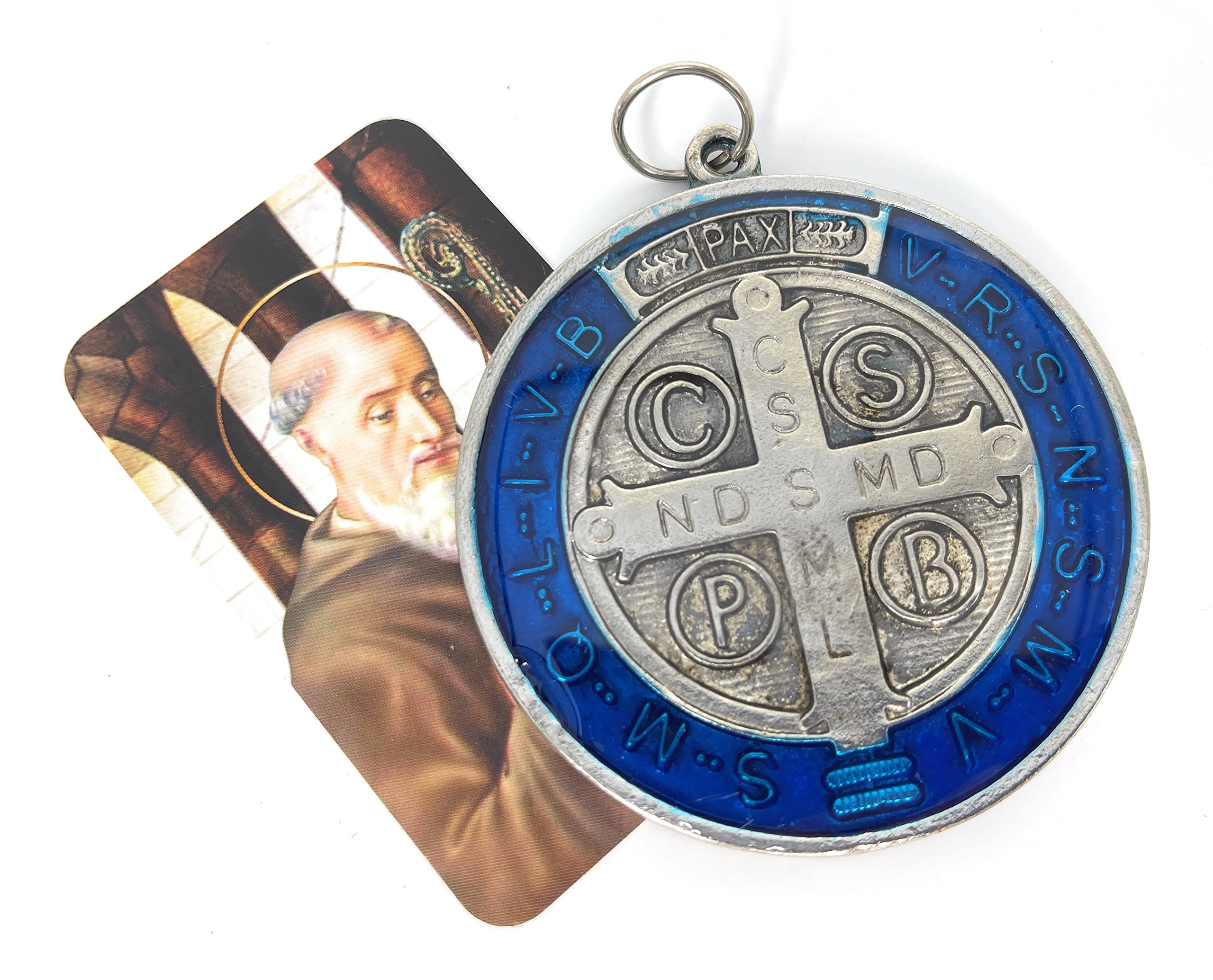 Saint Benedict Medallion Vinyl Decal – Waterproof Sticker For Car, Truck, SUV (White, 5.8"x5.8")