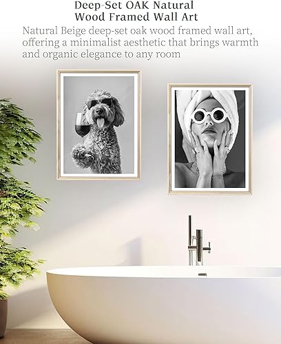 Miniatura 4 de iHery Arte de pared con marco de madera de roble natural beige dimensional, 12 x 16 pulgadas, arte de lienzo de lujo de Audrey Hepburn, arte de moda